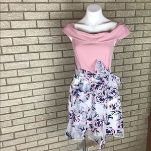 B.Darlin mauve and sheer bottom navy gray and white dress size 11/12 in juniors